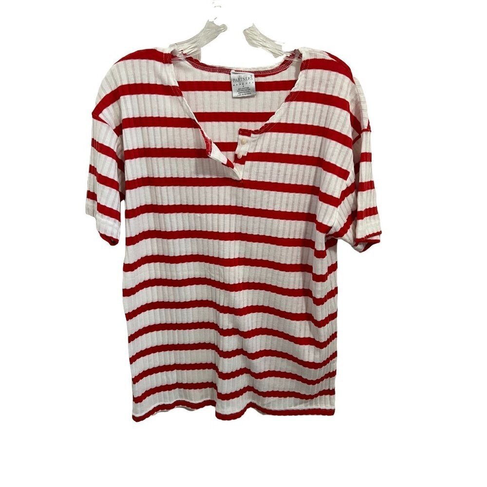 Partners by Mervyns White/ Red Striped Top Woman’s size small